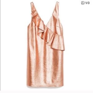 Zara Rose Gold Metallic Mini Dress Women's Medium Party Cocktail